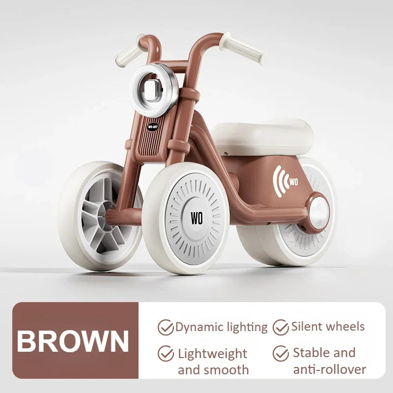 EZ Kids Balance Bike Ride-on Motorcycle Toddler Balance Bike with Music & Lights Sturdy Non-Tip Design Quiet Wheels for Boys Girls