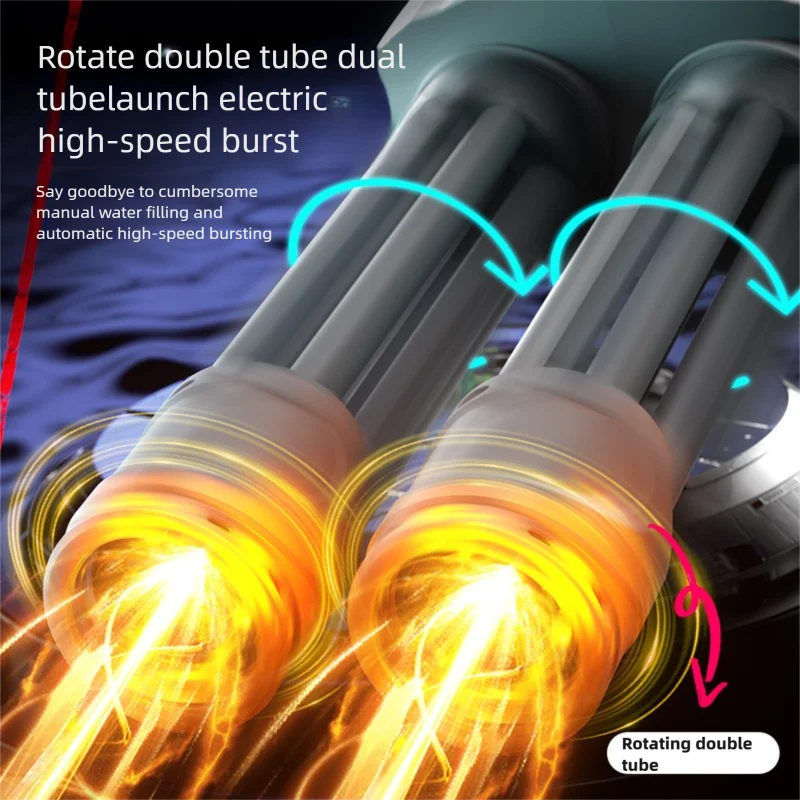 EZ Electric Gatling Water Gun Toy With Rotating Gun Barrel Lights Big Capacity Water Pistol Spray Blaster Pool Toys for Kids Adult