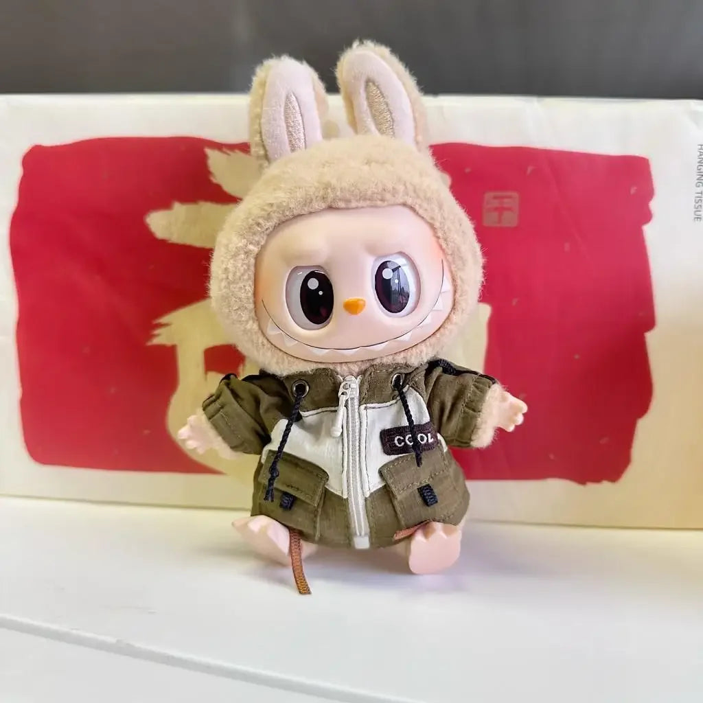 EZ 17cm Mini Plush Doll'S Clothes Outfit Accessories For Korea Kpop Exo Labubu Idol trendy cool tooling pocket Clothing Gift