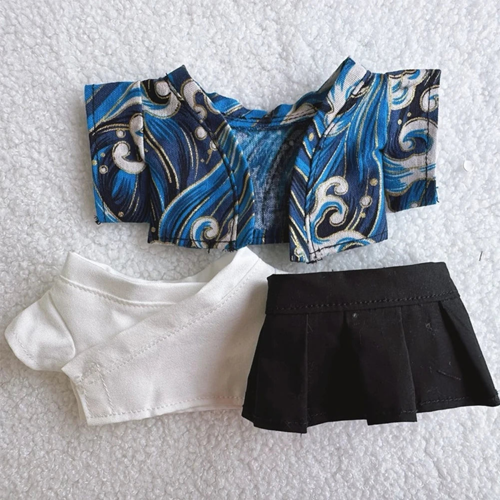 EZ Skull Panda Labubu Japanese Style Dress for 17cm Labubu Doll Outfit Koi Cherry Blossom Pattern Kimono Doll Suit Doll Clothes Set