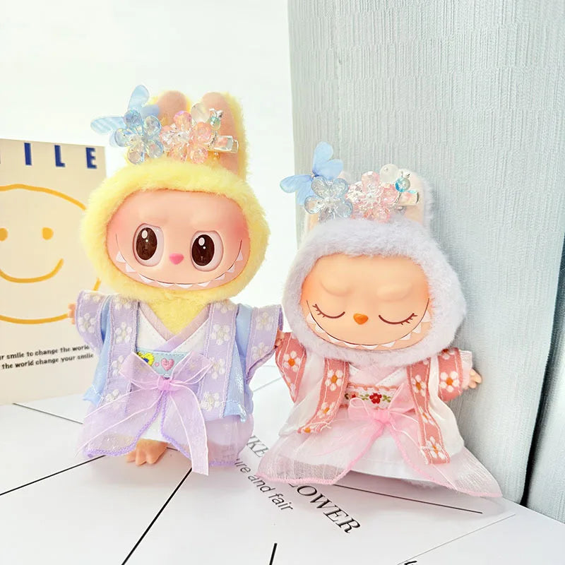 EZ 17cm Labubu Doll Clothes Chinese Style Hanfu Suit Ancient Costume Outfit Set