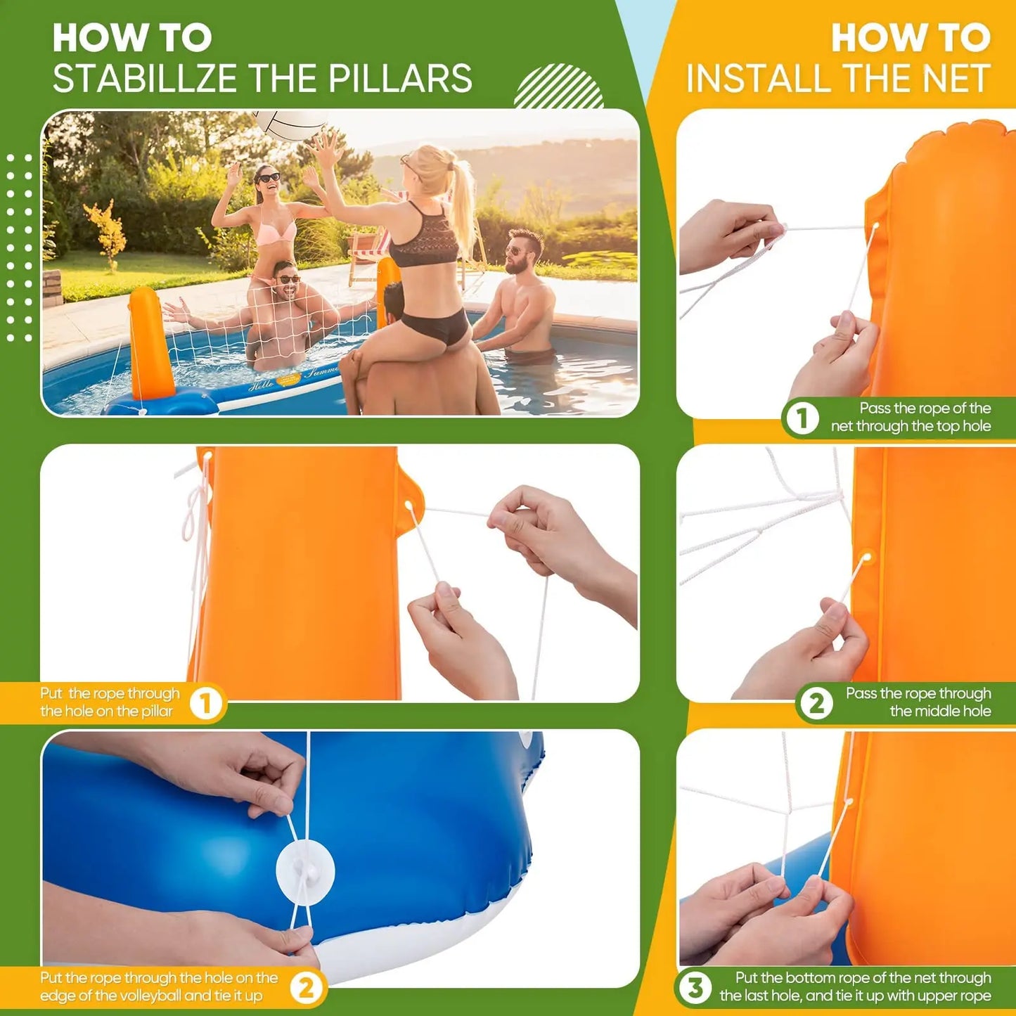 EZ Adult Water Entertainment Inflatable Volleyball Stand-Inflatable Basketball Stand-Suitable for Summer Swimming Pool Water Event Party