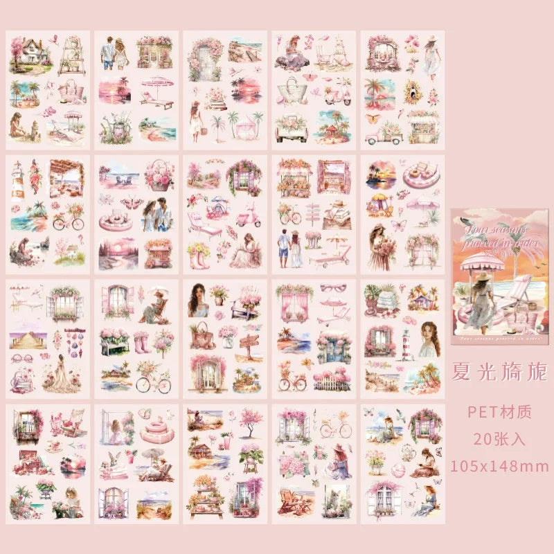 EZ 20pcs PET Stickers Season Series PET Decorative Stickers DIY Diary Girls Scrapbooking Material Decor Album Stationery Stickers