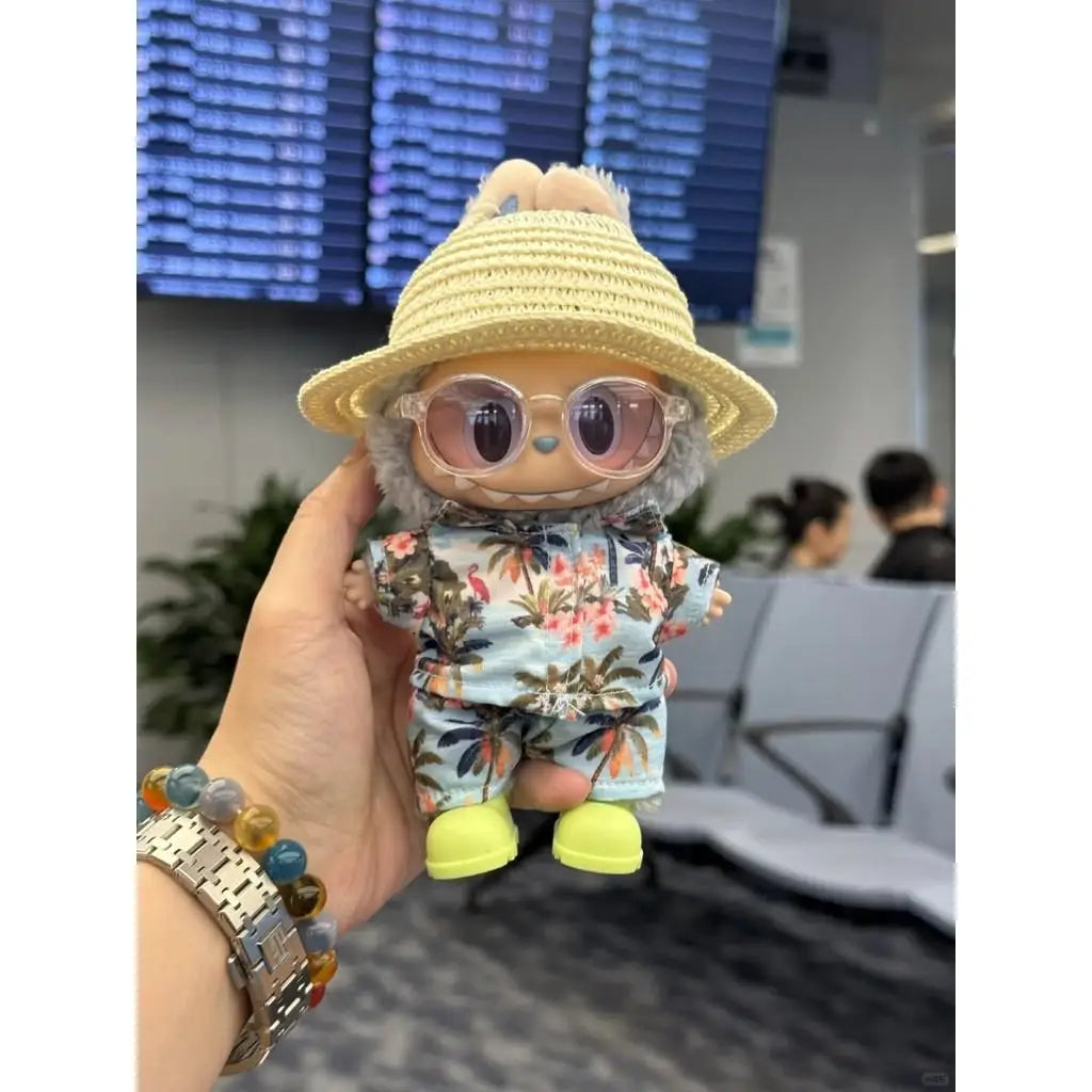 EZ Hawaii Summer Beach Style Clothes For labubu 3.0 v1/v2/v3 clothes outfits For Ropa labubu Doll Clothes Accessories