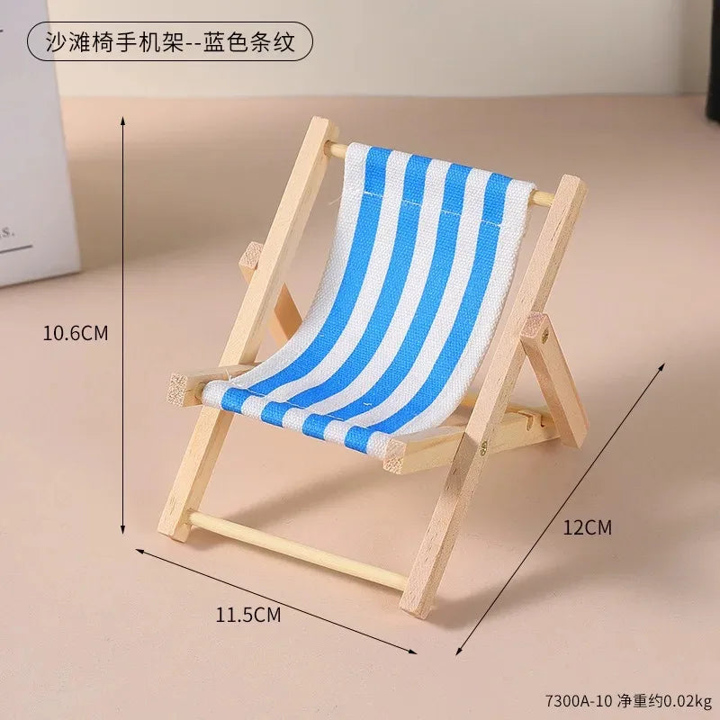 EZ Cute Labubu Doll Chair Mobile Phone Holder & Summer Swimsuit Dress with Slippers Doll Shirt Sea Beach Style