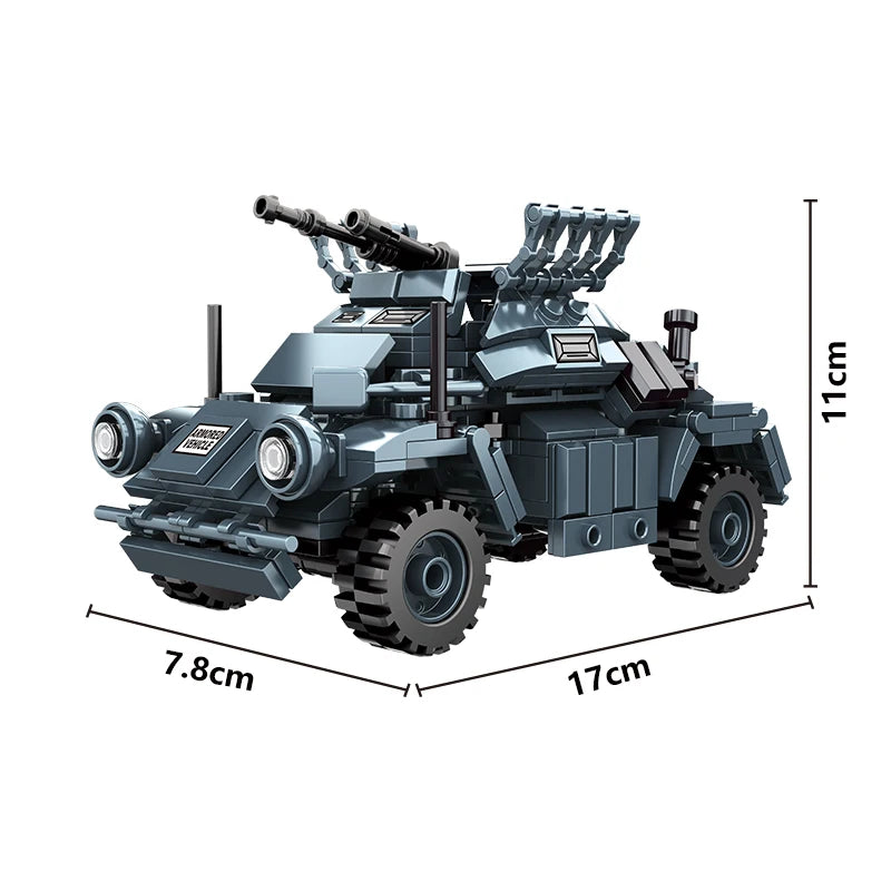 EZ WW2 Military Army Soldiers World War 2 Tank Armored Vehicle Model Assemble Building Blocks Bricks Children's DIY Toys Gift