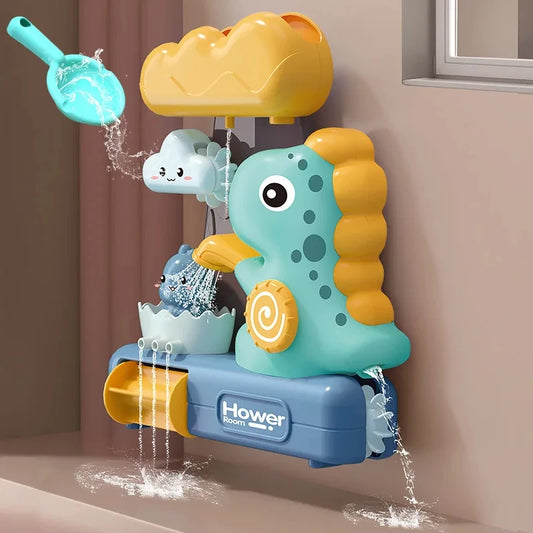 EZ Children's Take A Shower Paddle Toys Cartoon Animals Dinosaurs Spin Water Spray Waterwheel Bath Toy Kids Delight Shower Toy Gift