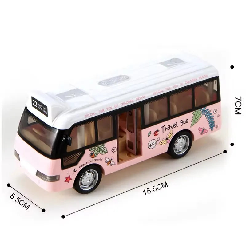 EZ Kids Sound Light Tour School Bus Model Boy Girl Toy Die Cast Metal Little Cars Cars City Bus Friction Powered Play Toys Gift