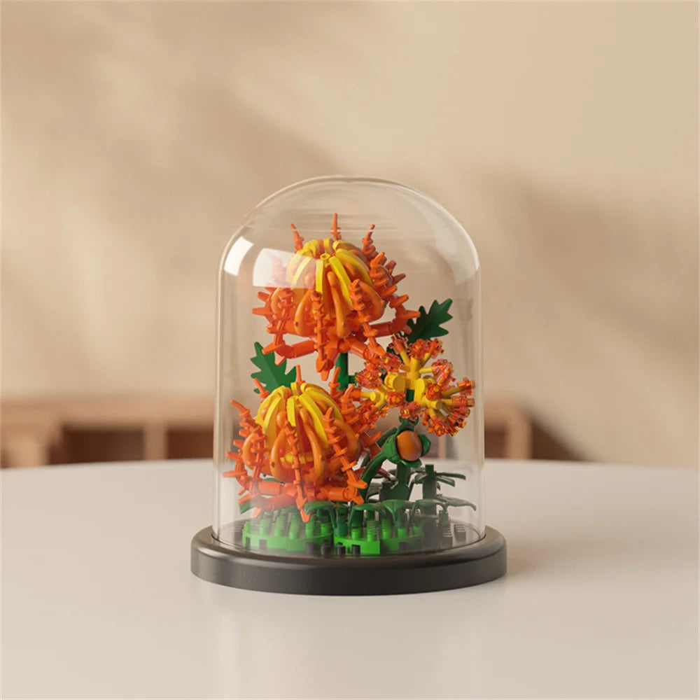 EZ Eternal Flower Bouquet Bonsai Potted Plant Micro Building Blocks Model Home Decoration Toy For Kid Birthday Gift