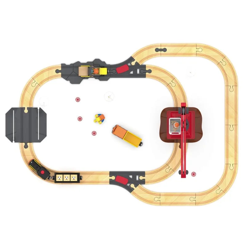EZ Wooden Railway Track Set Electric Train Magnetic Model Car Diecast Slot Fit All Brand Biro Wood Track Assemble Toy Boy Gift