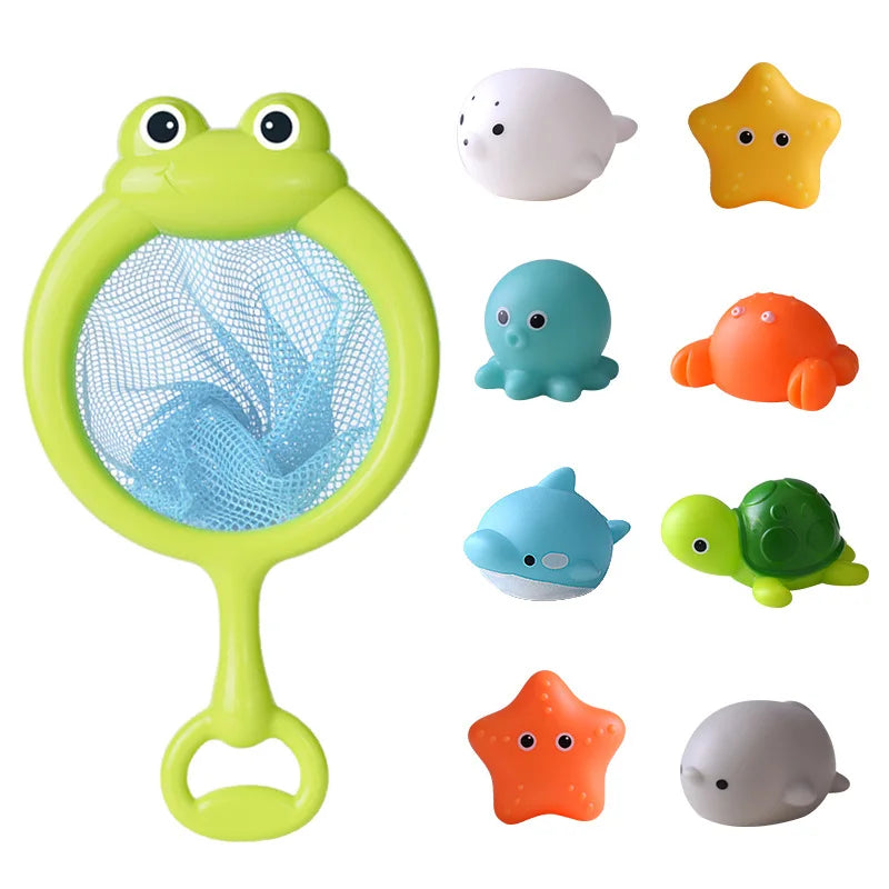 EZ Baby Cute Animals Bath Toy LED Light Up Toys Swimming Water Soft Rubber Float Induction Luminous Duck for Kids Play Funny Gifts