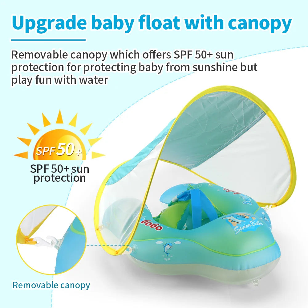 EZ Baby Swimming Float With Sun Canopy Inflatable Infant Floating Swim Kids Swim Pool Accessories Circle Bathing Summer