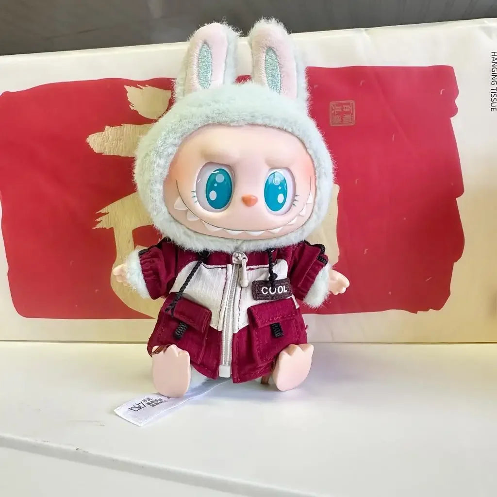 EZ 17cm Mini Plush Doll'S Clothes Outfit Accessories For Korea Kpop Exo Labubu Idol trendy cool tooling pocket Clothing Gift