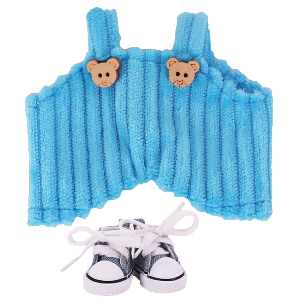 EZ Doll Pants+Doll Shoes For labubu 17cm Plush Doll Clothes Accessories Girl's Toys Birthday Present