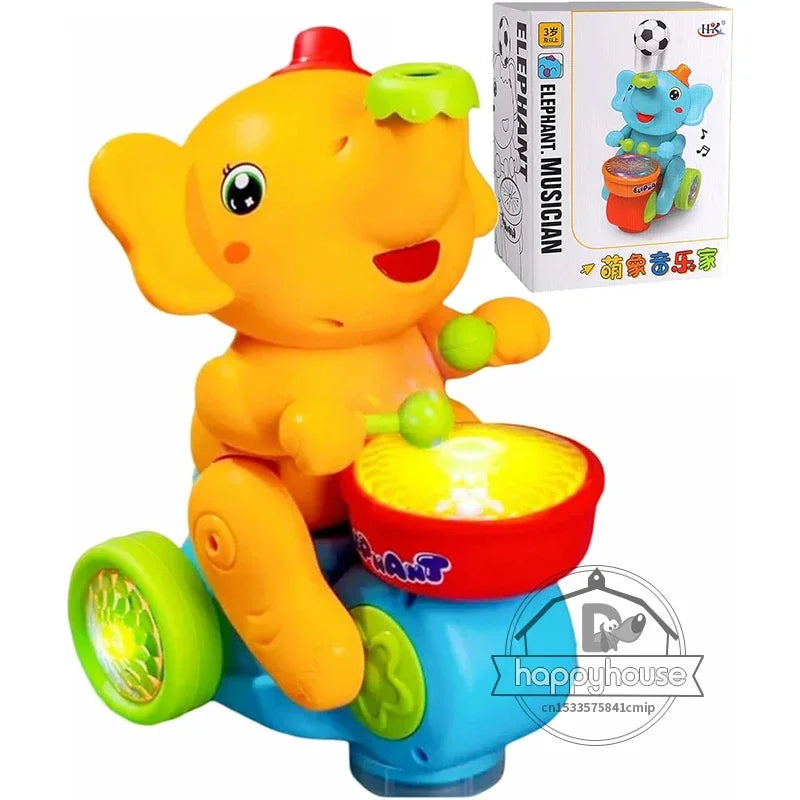 EZ Musical Walking Elephant Drummer Toys for  Kid Musical Toy with LED Light Music Sensory Activity Toys Learning Educational Toys