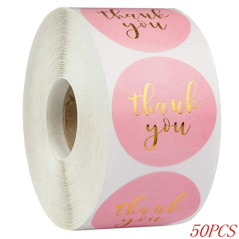 EZ 50-500pcs 1inch Blue Thank You Stickers For Envelope Sealing Labels Stationery Supplies Handmade Wedding Gift Decoration Sticker