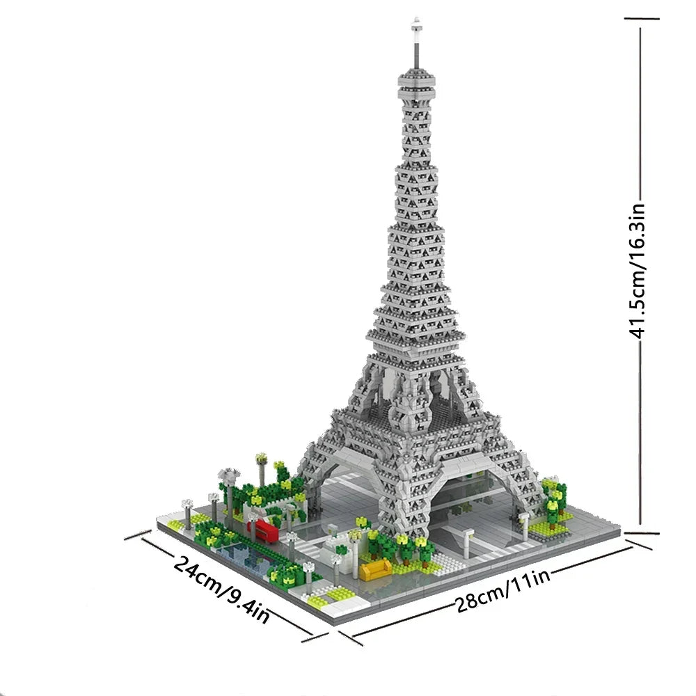 EZ Knew Built Exquisite Paris Eiffel Tower Micro Mini Building Blocks Toys Set: LED Illuminated, Perfect Gift Illuminate Your World