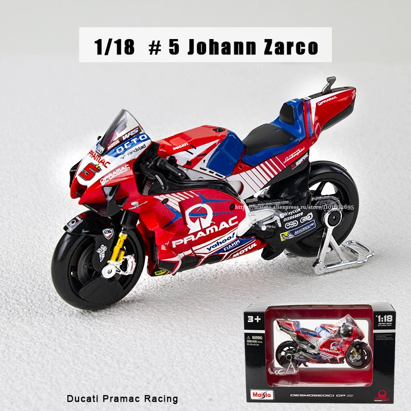 EZ Maisto 1:18 2022 Ducati Pramac Racing #5 Zarco #89 Martin Licensed Simulation Alloy Motorcycle Model Colle Yamaha