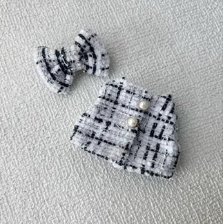 EZ For Labubu Sitting Party Series Classic Dress Grid Style Small Fragrance For Labubu v1 v2 v3 v4 Labubu Clothes Design style