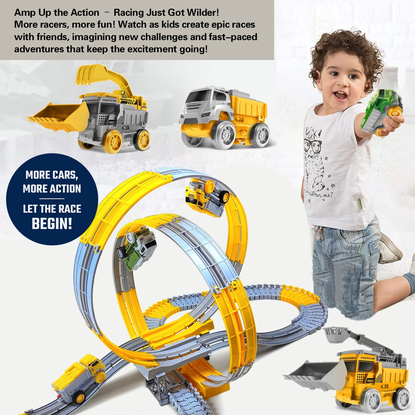 EZ Kids Electric Track Toy Engineering Mini Car Boy Toys Track Car Train Educational Toys for Children Birthday Christmas Gifts