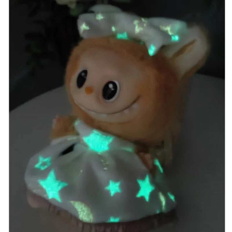 EZ Labubu Clothes For 15-17cm Mini Plush Idol Doll Luminous Fluorescence Skirt Luminous Dress Labubu I II III  Clothing Decoration