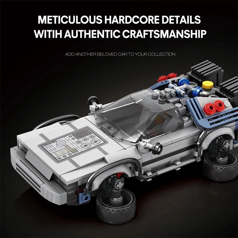EZ 1:24 Classic Movie Racing Car Building Blocks MOC Model Sport Cars Toys Back Future Bricks Vehicle Festival Gifts for Boys Kids