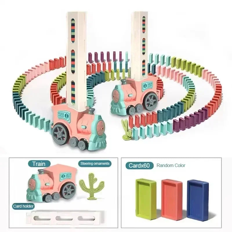 EZ Automatic Laying Domino Train Electric Car Brick Blocks Kits Creative Games Intelligence Educational DIY Toys Kids Birthday Gift