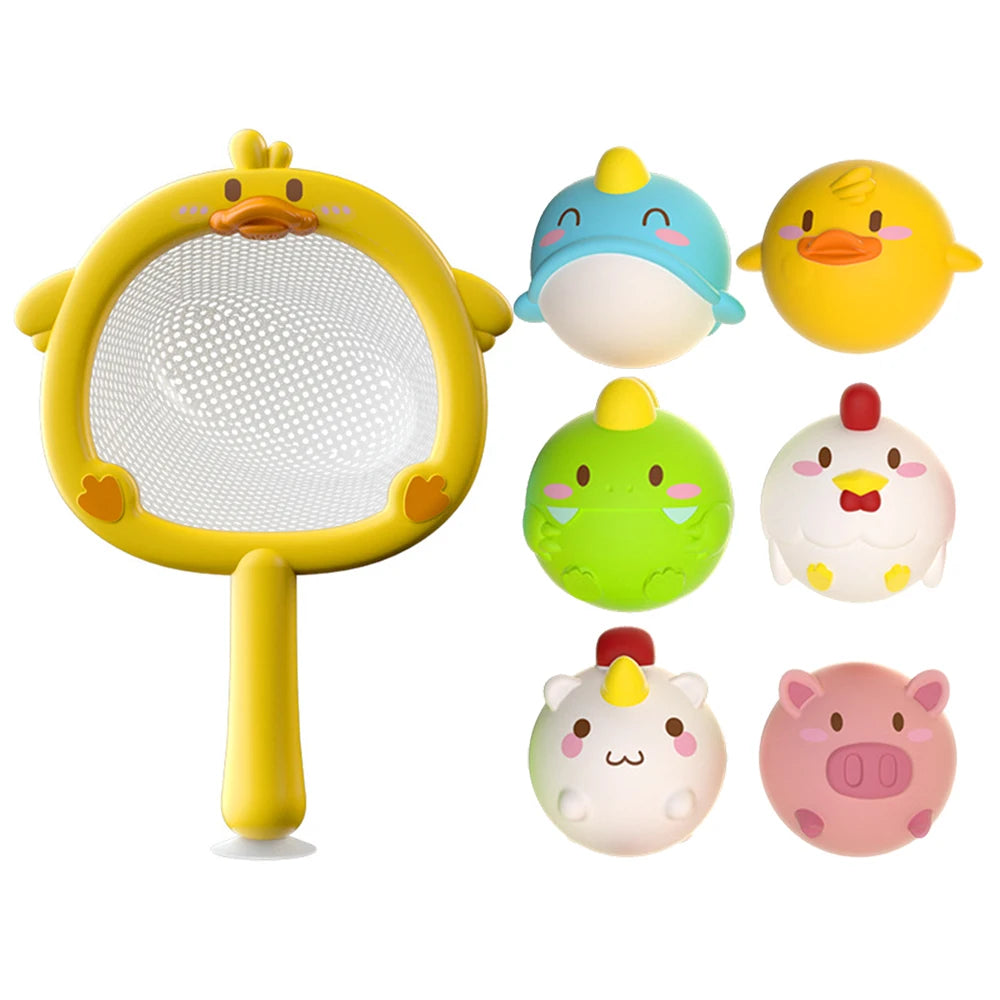 EZ Baby Cute Animals Bath Toy LED Light Up Toys Swimming Water Soft Rubber Float Induction Luminous Duck for Kids Play Funny Gifts