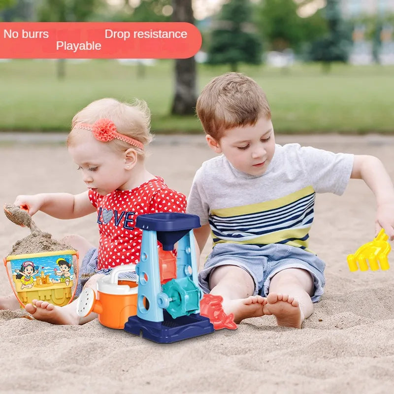 EZ Children Beach Sand Play Tool Set Sand Bucket Sieve Funnel Sand Shovel Sand Wagon Watering Can Summer Outdoor Toys for Kids
