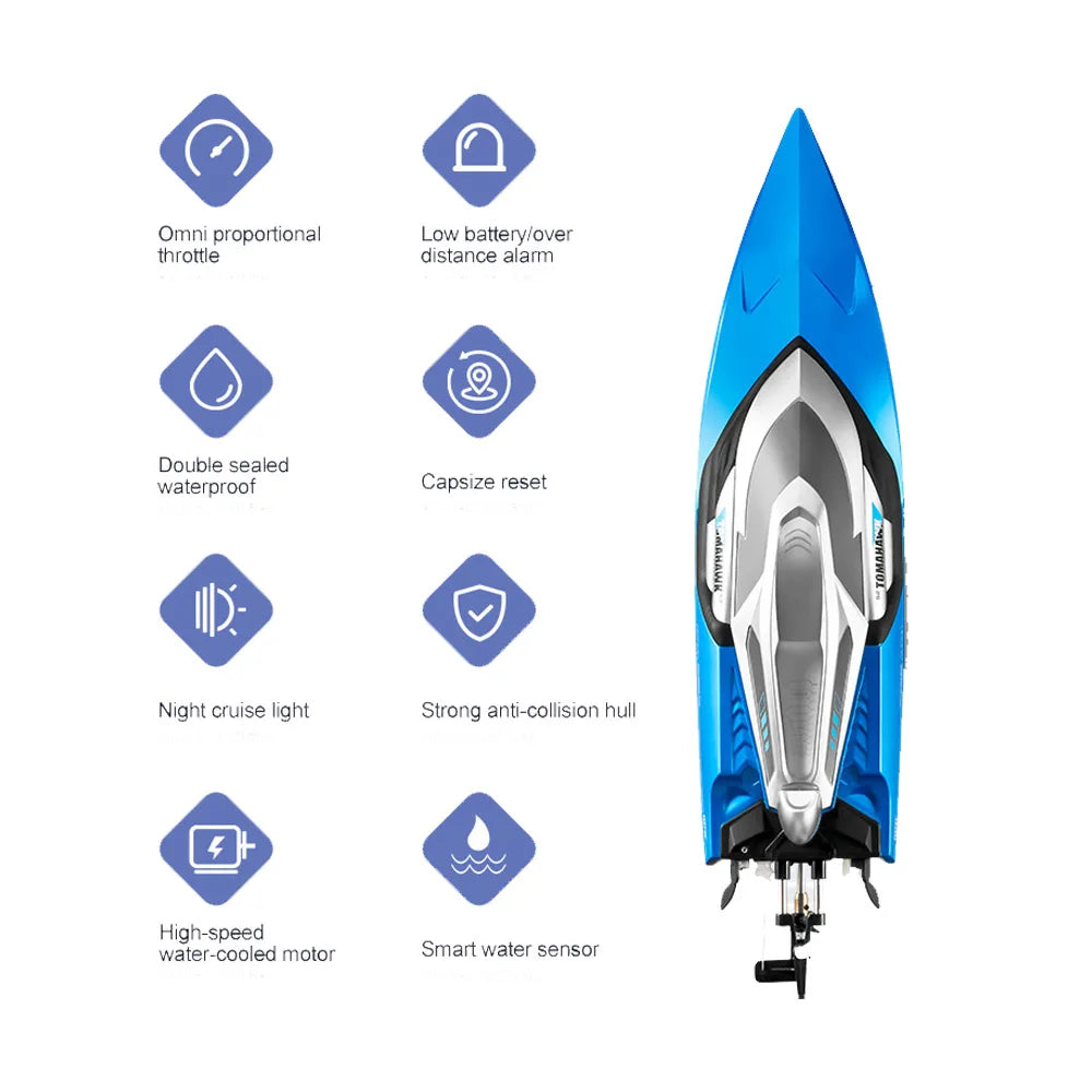 EZ S2 Rc High Speed Boat 70km/h Horsepower Electric Speedboat Double Seal Waterproof Water-cooled Motor Outdoor Boats Toys For Boys