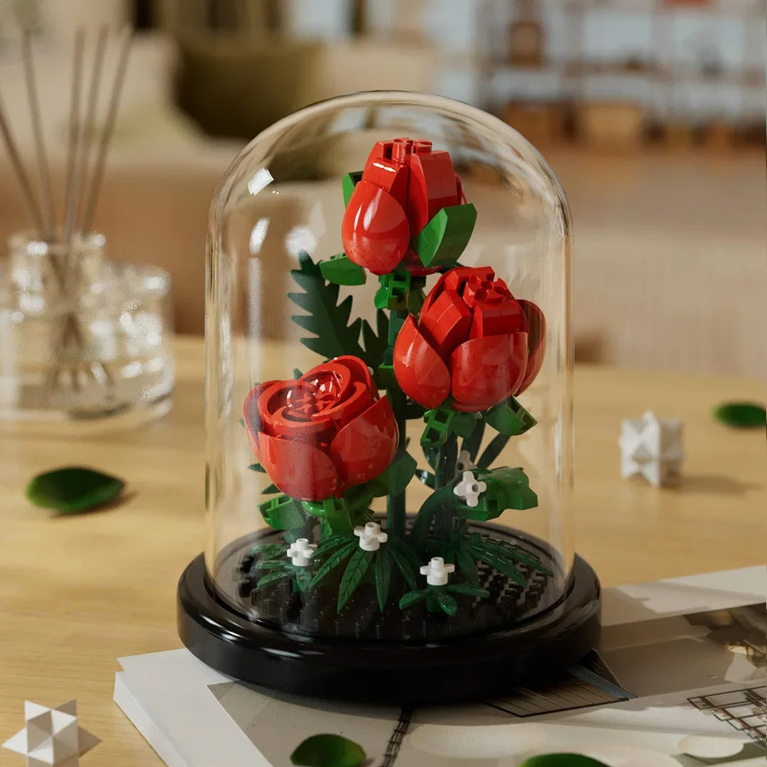 EZ Flower Bouquet Bonsai Building Blocks Artificial Plastic Plant Dust Cover Micro Model Home Decoration Toy For Kid Birthday Gift