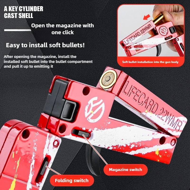 EZ 2.0 Upgraded Lifecard Alloy Folding Toy Blaster Shooting Model For Adults Kids Boys Birthday Gifts