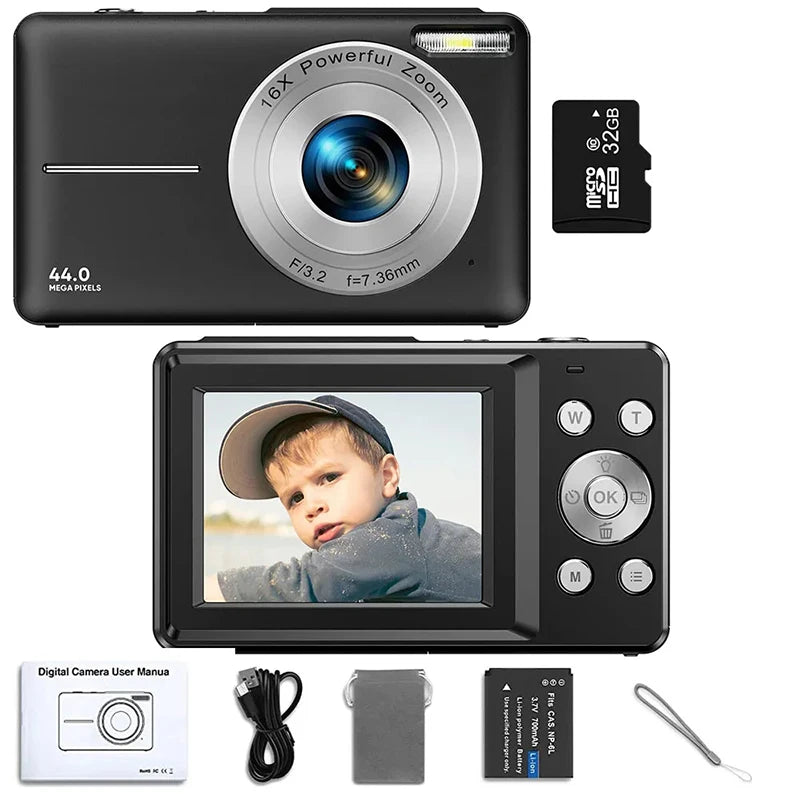 EZ Digital Camera Children Camera for Children Camcorder with 16x Zoom Compact Cameras 1080P 44MP Cameras for Beginner Photography