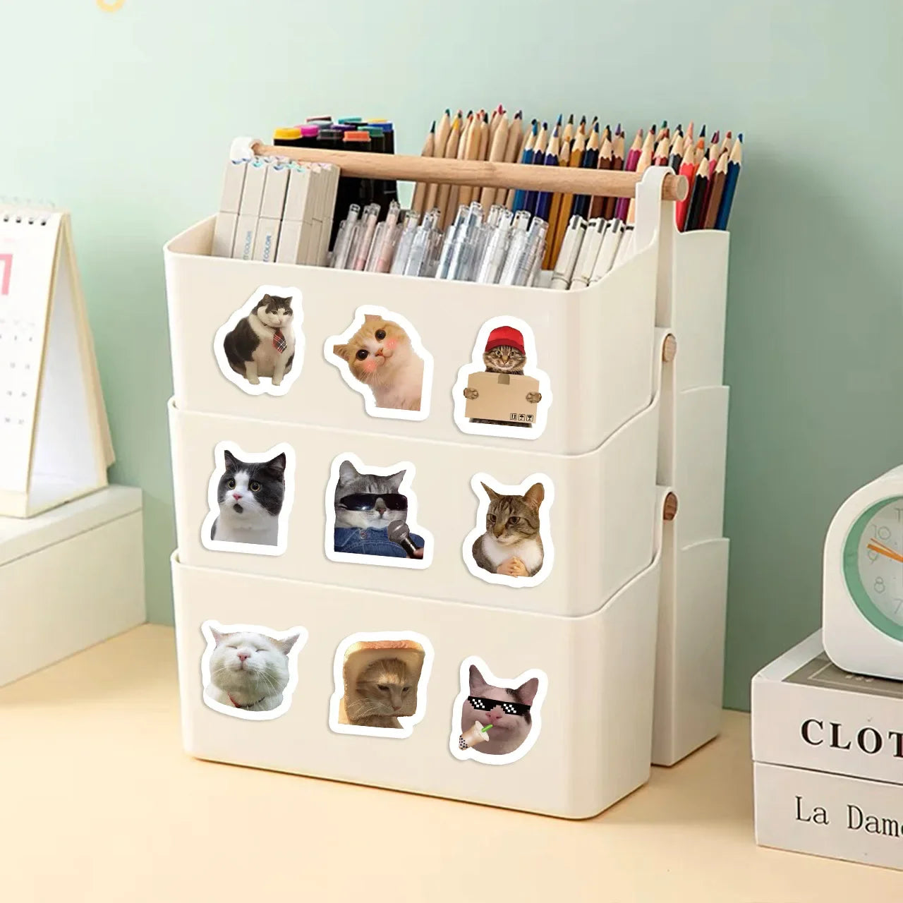 EZ 500PCs/Roll Cartoon Cat Stickers School Reward Stickers Classroom Decoration Encouragement Sticker for Student Teacher Gift