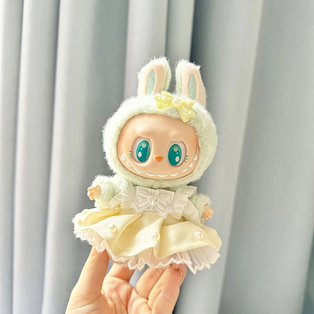 EZ Mini Plush Doll'S Clothes Outfit Accessories For Korea Kpop Exo Labubu Idol V1 V2 bubble overalls hat Clothing Gift
