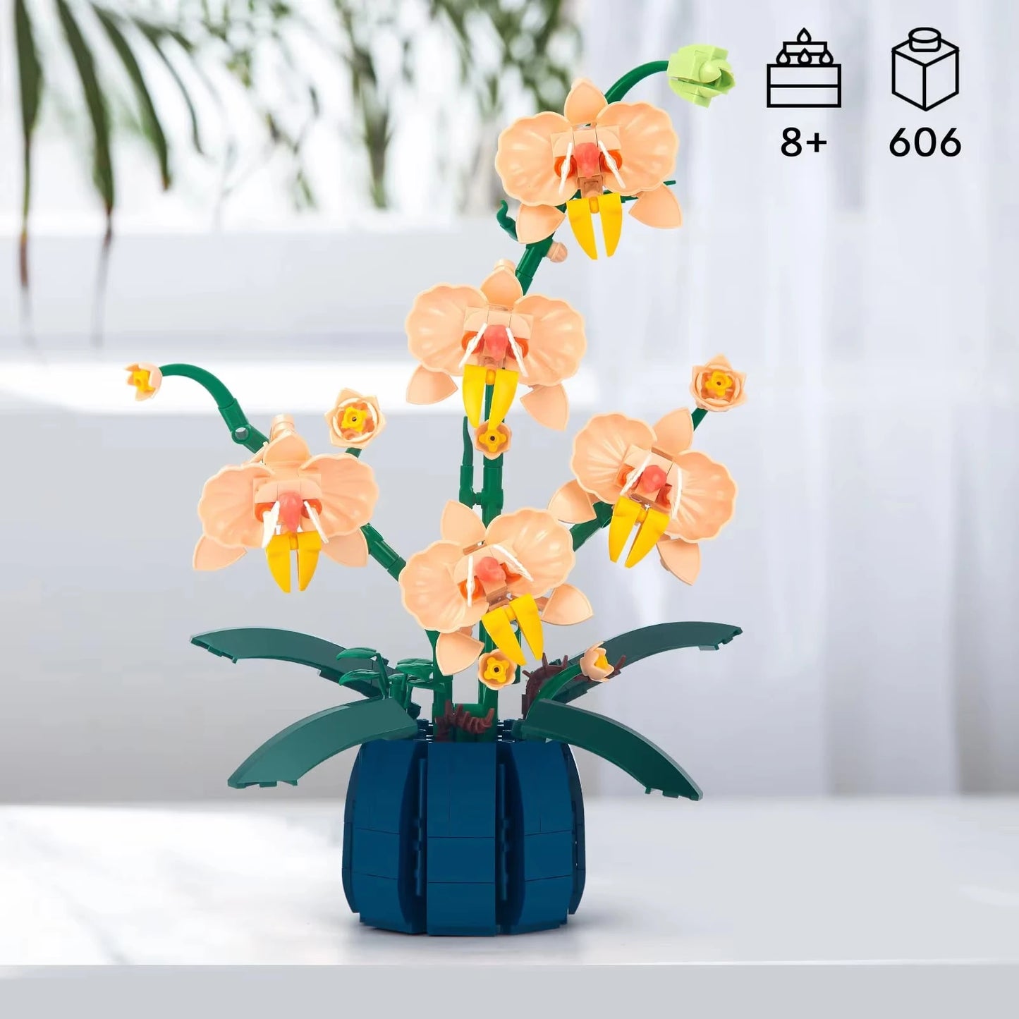 EZ Orchid Flower Building Kit, Plant Botanical Bonsai Collection, Decor Home Office, Blocks Toy for Adults Kids Age 6+, 616PCS