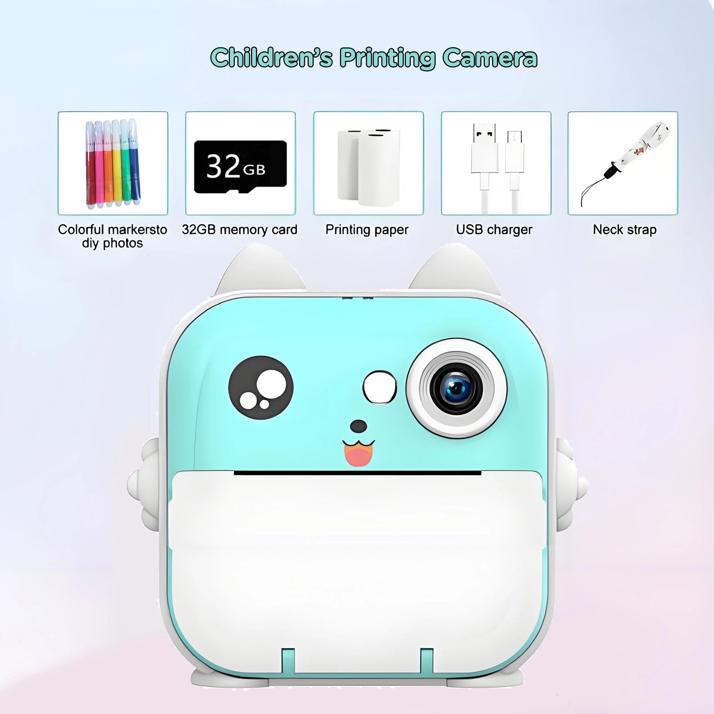 EZ Kdis Camera Instant Print Toy Photo Label Thermal Printing Photograph Video Digital Camera Print Toys for Boys Girls Gifts