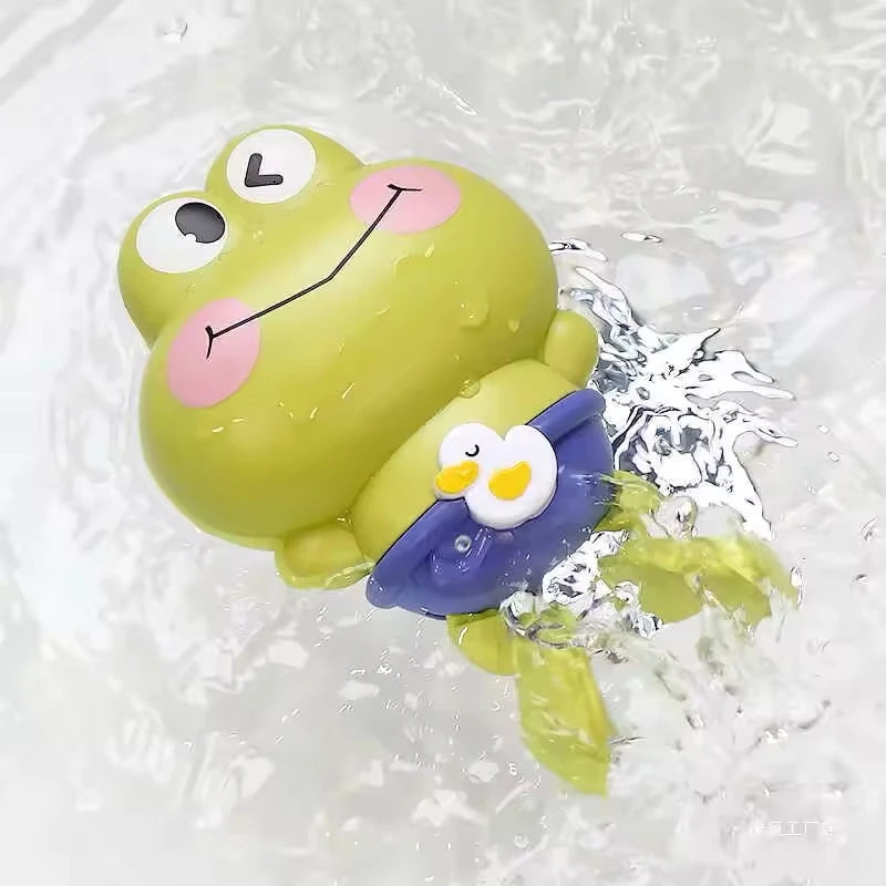 EZ Wind-Up Swimming Frog Bath Toys for Toddlers, No Battery Mold-Free ABS Montessori Water Toy for Kids