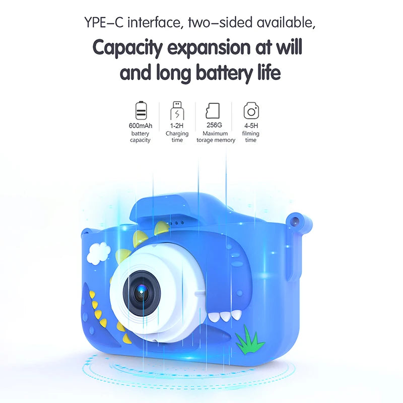 EZ Kid Mini Camera 1080P Cartoon Selfie Toddler Digital Video Camera Toys With 32G SD Card for Boys/Girls Christmas Birthday Gifts