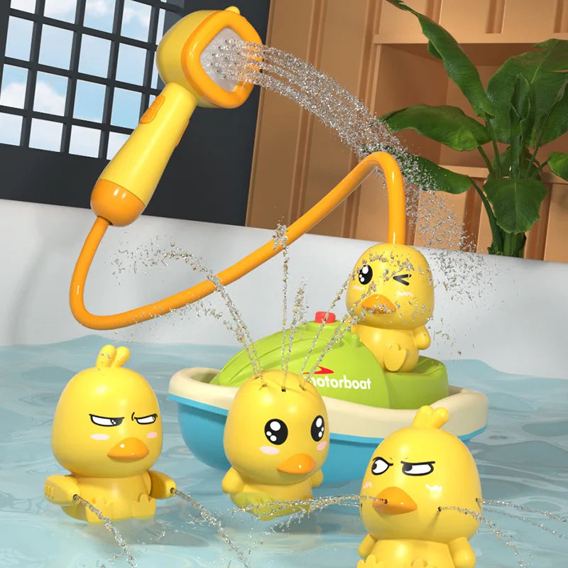 EZ Baby Shower Bathroom Water Playing Little Yellow Duck Flower Shower Divine Device Water Spray Water Playing Toy