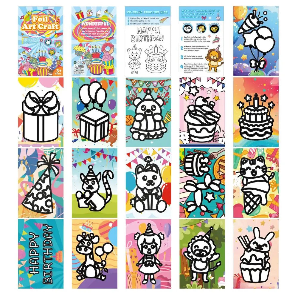 EZ DIY Magic Transfer Painting Mini Coloring Book Kids Foil Arts Crafts Educational Toys Cartoon Montessori Drawing Birthday Gifts