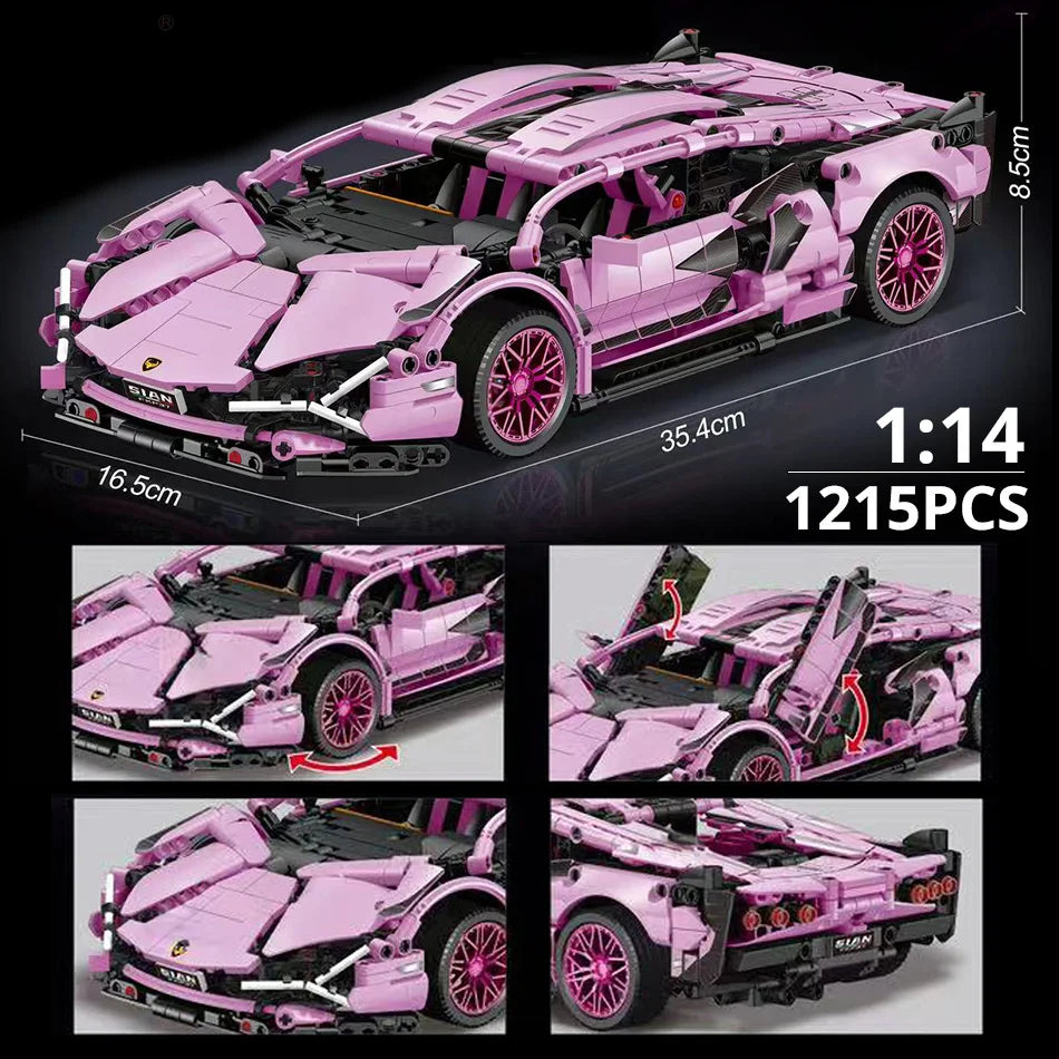 EZ ToylinX 1:14 Building Blocks Car MOC City Speed Car Luxury Auto Racing Vehicle with Super Racers Bricks Toys for Children Gift