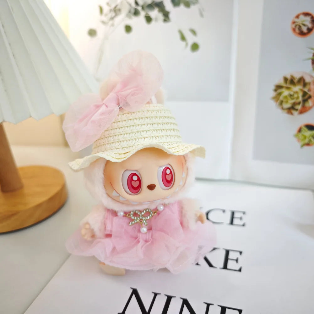 EZ For 17cm Labubu V2 V1 Purple Dress Doll Clothes Outfit Accessories Idol Doll Clothing for Kid Gift Labubu Ropa