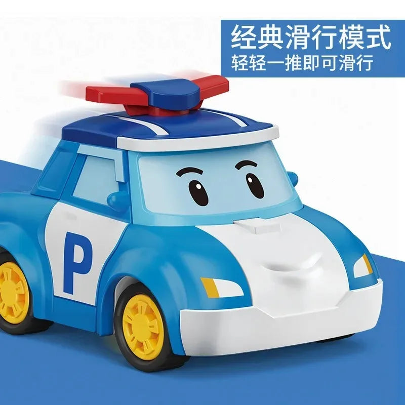 EZ 6pcs/set Cartoon Robocar Poli Action Figures Transformation Anime Hand Deformation Car Model Airplane Gift Toys Robots For