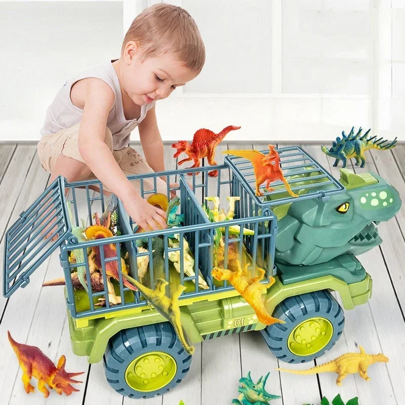 EZ Boys Car Toys Dinosaur Truck Transport Carrier Vehicle Dino Animal Model Tyrannosaurus Rex Truck Game Children Birthday Gifts