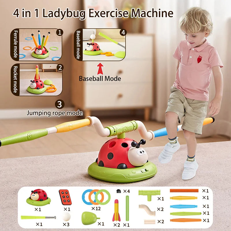 EZ Ladybug Sport Entertainment Game Toy Multifunction Rope Skipping Machine Ferrule Jump Rocket Launcher Outdoor Educational