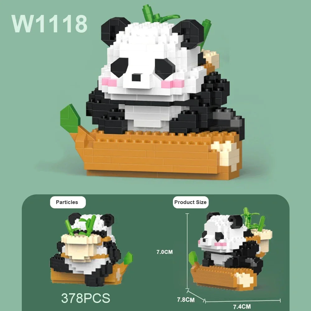 EZ Creative DIY Assemable Animal Cute MINI Chinese Style Animal Panda Building Block Educational Boy Toys For Children Model Bricks