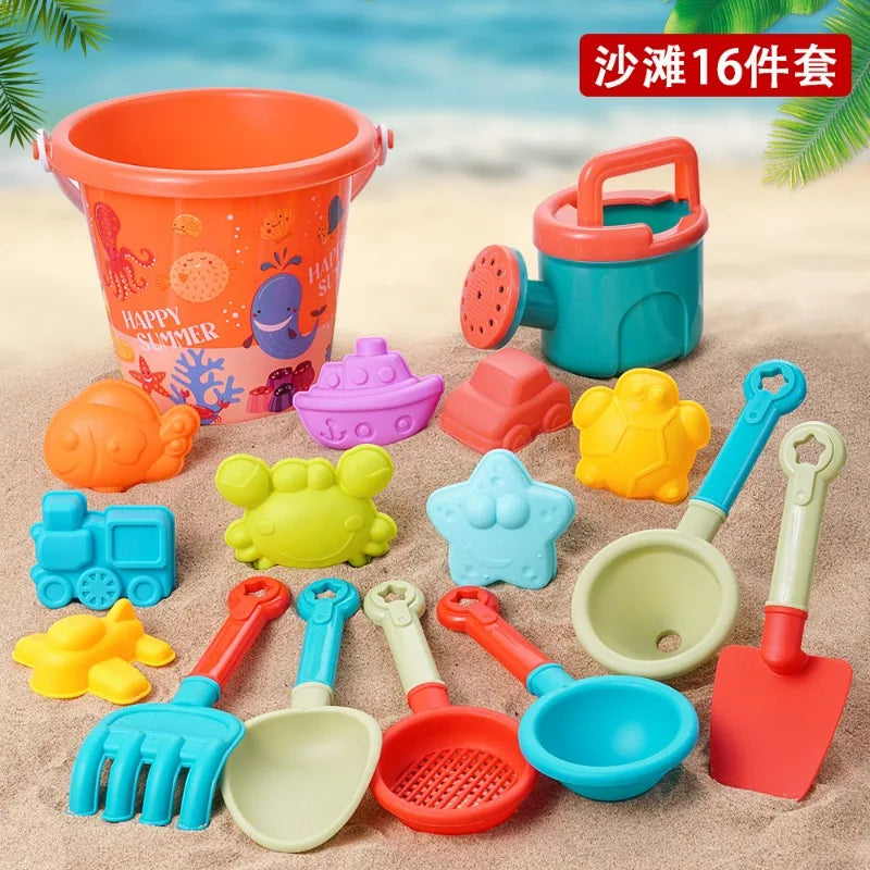 EZ Summer Beach Set Toys For Kids Digging Sand Plastic Bucket Watering Bottle Shovels Children Beach Water Game Toys Tools