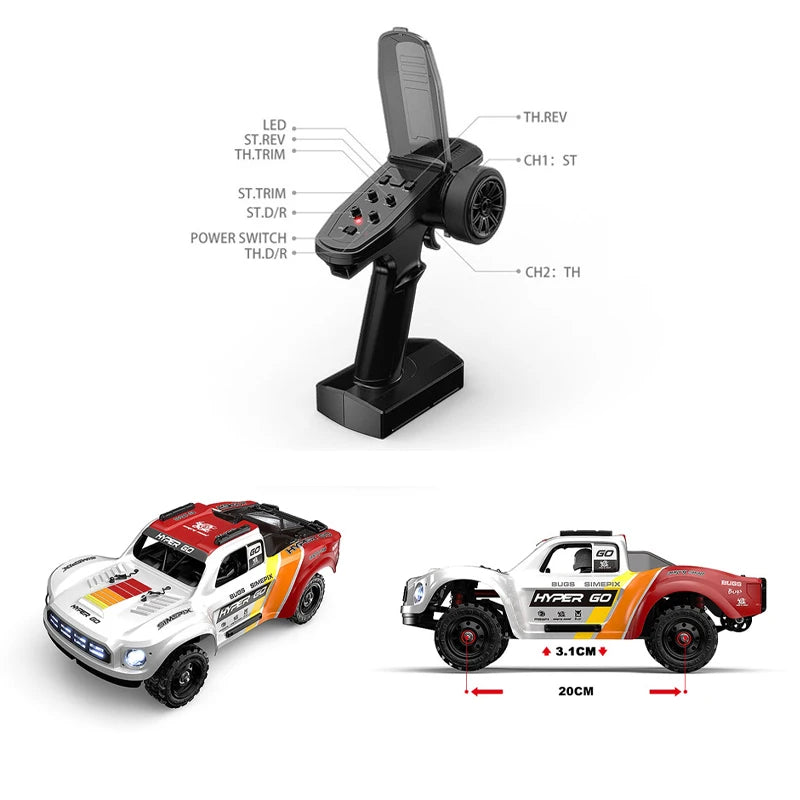 EZ New MJX Hyper Go 16208 3S 1/16 Brushless RC Car Hobby 2.4g Remote Control Pickup Truck Model 4wd High-speed Off-road Boy Gift