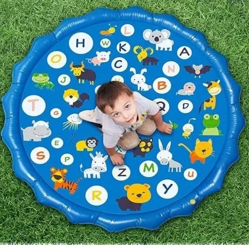 EZ 100/170cm Kids Sprinkler Play Pad Mat Outdoor Lawn Beach Letters Inflatable Water Spray Water Games Beach Mat Cushion